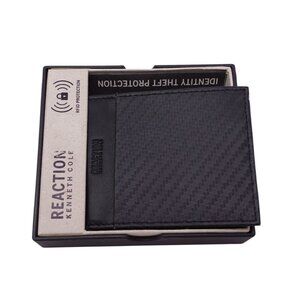 NWT Kenneth Cole Reaction Mens Slimfold Bifold Wallet Black RFID Protection
